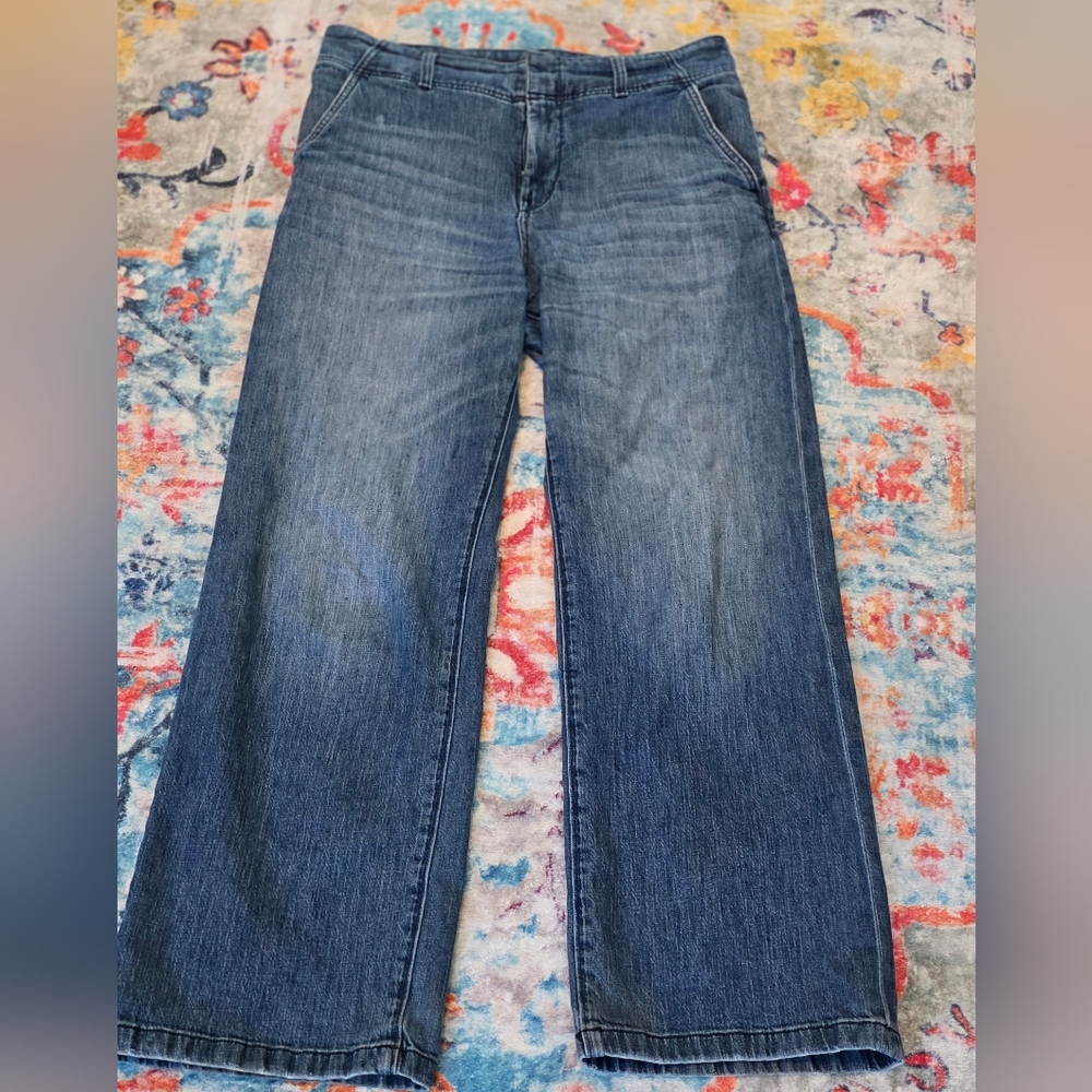 Pilcro Wide Leg trouser Jeans in Medium Blue Wash
